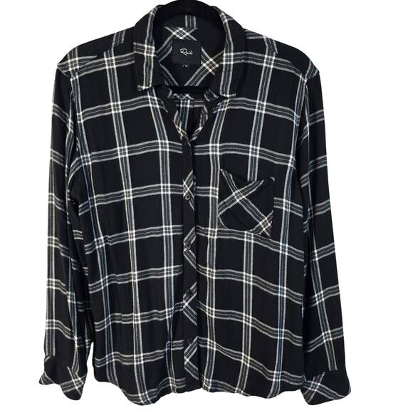 Rails Hunter Shirt Women's M Ash Cream Gray Window Pane Plaid Classic Casual - Picture 1 of 10